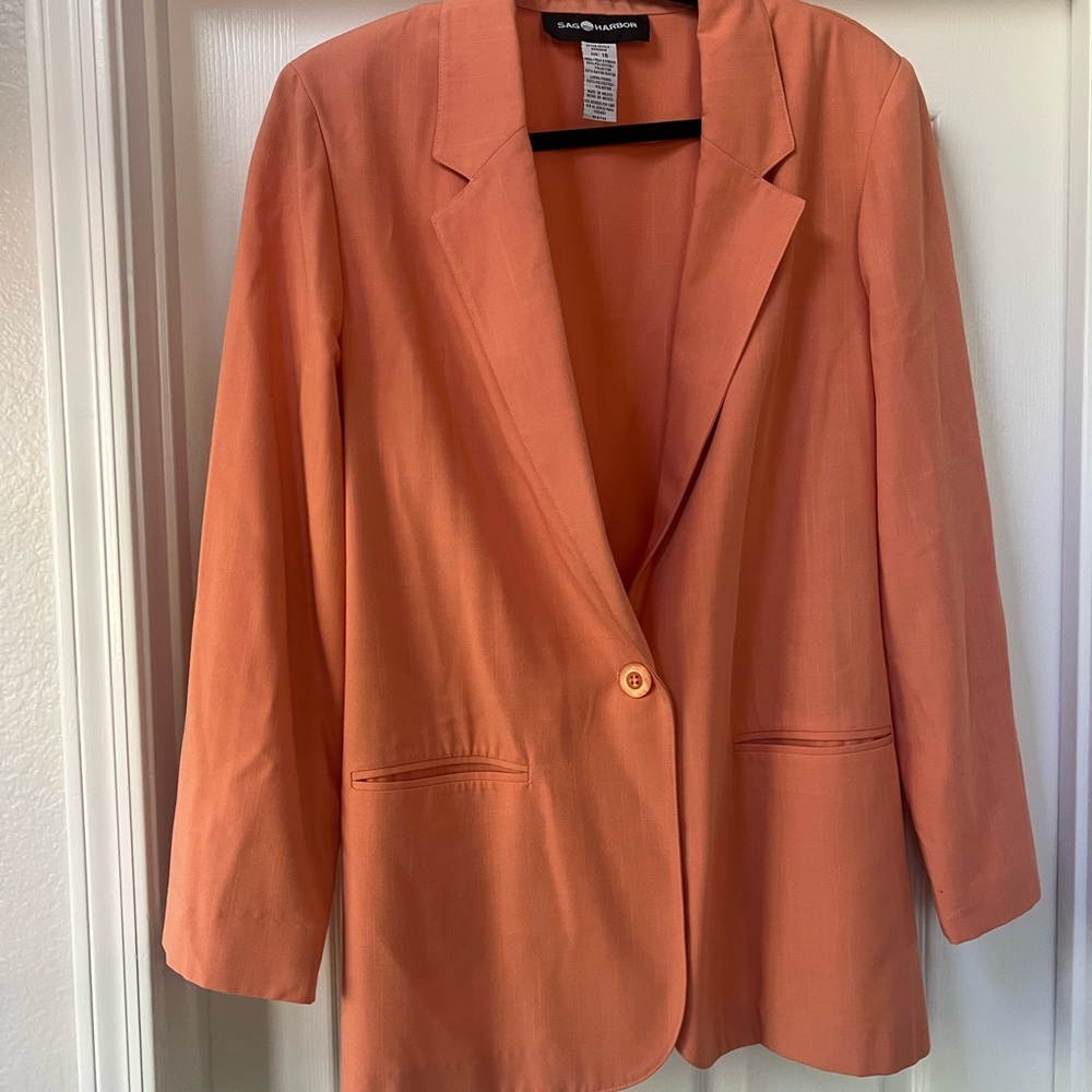 Sag Harbor Women's Peach Orange Blazer 🍑